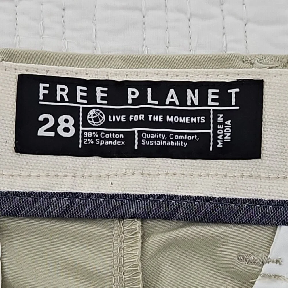 NWT‎ Free Planet Men's Stretch Chino Shorts Men's 28 Celadon Green 9